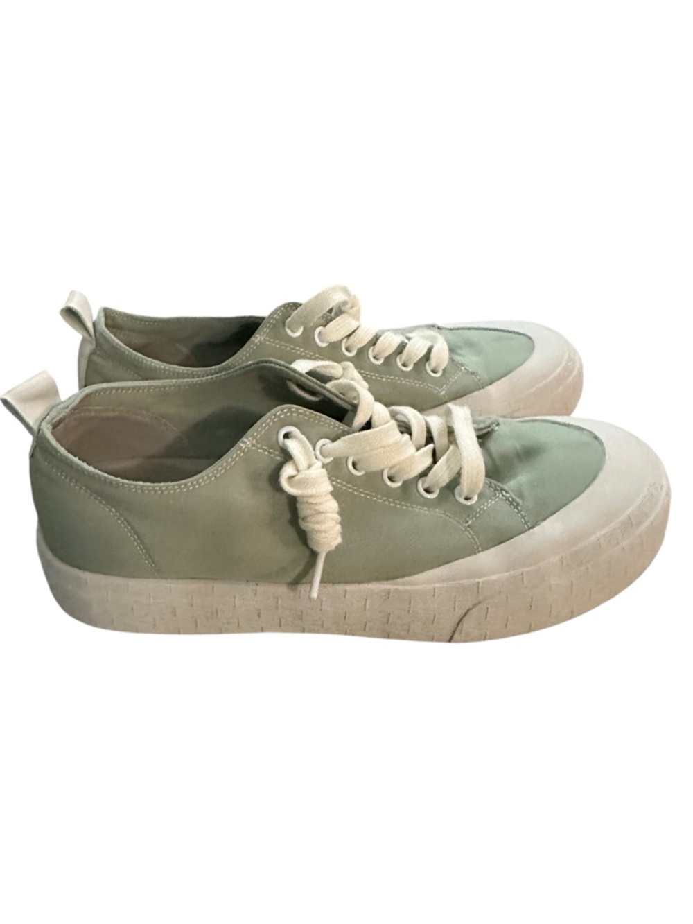 SoftMoc Vegan Platform Sneakers Sage Green Lace Up Casual Women's 10
